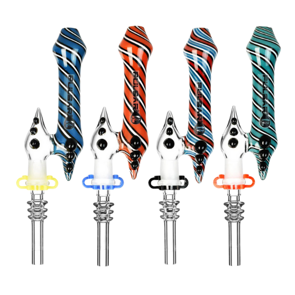 Pulsar Dab Straw / Candy Swirl with Marble 10mm Quartz 6in